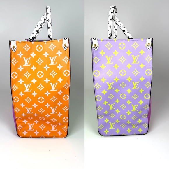 Authentic Louis Vuitton Pink Lilac Green Monogram Giant OnTheGo Multicolor Tote - Picture 4 of 9